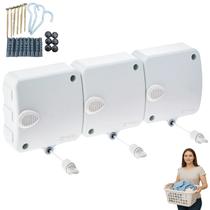 Varal 3 Modulo 18m Resistente Automatico Branco Retratil