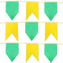 Varal 50 Metros Bandeirinha Seda Verde Amarela Copa do Mundo