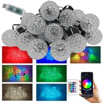 Varal 6m 20 LEDs Bolinha USB Cristalizadas RGBW Com Controle e APP TB1872