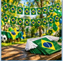 Varal Bandeira Brasil Metalizada 10m Visual Brilhante e Fácil Instalação
