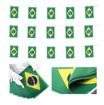 Varal Bandeira Do Brasil C/ 20 Bandeirinhas Em Tecido 6m - D' Presentes