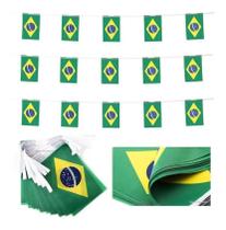 Varal Bandeira Do Brasil C/ 20 Bandeirinhas Em Tecido 6m - D' Presentes