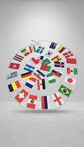 Varal Bandeiras 32 Países 30x20cm Decoração 10m