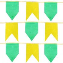 Varal c/ 20 Metros Bandeiras de Plástico Verde Amarela Copa do Mundo