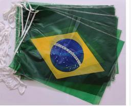 Varal C/ Bandeiras Do Brasil Plastica 10m Bandeirinha Brasil(tamanho grande).