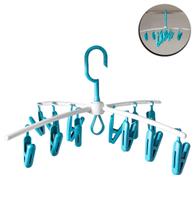 Varal Cabide 12 Prendedores Pregadores de Roupa Gancho Azul