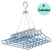 Varal Cabideiro 8 Cabides Colorido para Camiseta Multiuso e Compacto Para Apartamento Portátil Azul