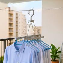 Varal Cabideiro 8 Cabides Colorido para Camiseta Multiuso e Compacto Para Apartamento Portátil Azul Varal Cabideiro 8 Cabides Colorido para Camiseta Multiuso e Compacto Para Apartamento Portátil Azul