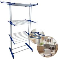 Varal Chão Aço Dobrável Retrátil 3 Andares Compacto Seca Fácil Roupas