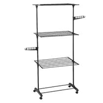 Varal Chão Dobrável 3 Andares Grande Articulado Metal Preto 160cm Interno Externo Casa Vertical Ferro