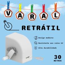 Varal CINZA Retrátil De Roupas Parede Apartamento 30 Metros - 1 Un - Grupo OIRAM Varal CINZA Retrátil De Roupas Parede Apartamento 30 Metros - 1 Un - Grupo OIRAM