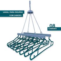 Varal com 8 Cabides pendure Camisas Camisetas