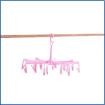 Varal Compacto Plástico 16 Prendedores Roupas Íntimas Delicadas Ganchos