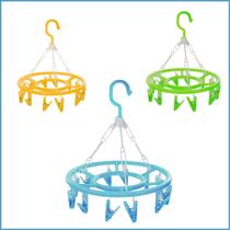 Varal Compacto Roupas Íntimas com 12 Prendedores, Giratório e Colorido