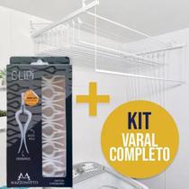 Varal de 10 Varetas Individuais 1,50M Kit Vareta Multiuso e Prendedores