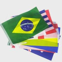Varal De Bandeirinhas Países Com 3,8 Metros Decoração Bandeirolas Copa Do Mundo Kit 12 Bandeiras Festa das Missoes