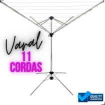 Varal de Chão 11 Cordas Reforãdo 100% Aluminio Luxo Grande Seca Roupas