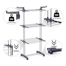 Varal De Chão 3 Andares Com Rodinhas Aço Inox Members Mark Cor Prateado Varal De Chão 3 Andares Com Rodinhas Aço Inox Members Mark Cor Prateado