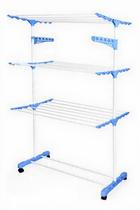 Varal de Chão 3 Andares Dobrável com Rodinhas e Suporte para Cabides Mazzilli Azul em Aço Inox Cor Branco ou Metal Enviado Aleatoriamente Varal de Chão 3 Andares Dobrável com Rodinhas e Suporte para Cabides Mazzilli Azul em Aço Inox Cor Branco ou Metal Enviado Aleatoriamente