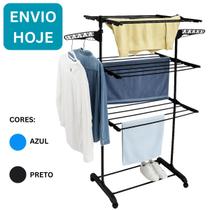 Varal De Chão 3 Andares Roupa Calcinha Grade Dobrável Portátil e Com Rodinhas Organização