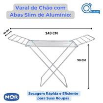 Varal De Chão Aluminio Com Abas Dobrável Retrátil Slim MOR