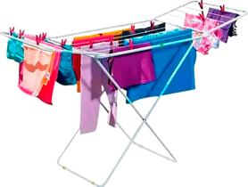 Varal De Chão C/ Abas Retrátil Para Roupas Articulado de Aço Portátil P/ Apartamento Casa
