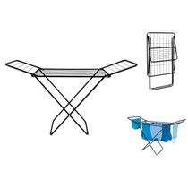 Varal de Chão C/Abas Slim Aço Reforçado Dobrável Preto Mor