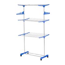 Varal de Chão com Rodas Arara de Roupas Cabideiro Sapateira 3 Andares Dobrável Suporta 30Kg Prateleiras Ajustáveis