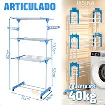 Varal de Chão Dobrável 3 Andares com Rodas e Abas Laterais Ideal para Lavanderia e Apartamento Irsina Varal de Chão Dobrável 3 Andares com Rodas e Abas Laterais Ideal para Lavanderia e Apartamento Irsina