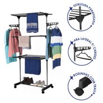 Varal de Chão Dobrável 3 Andares em Aço Inox Grande FST101