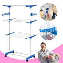 Varal de Chão Dobrável 3 Andares em Aço Inox, Vertical com 6 Prateleiras, Grande Organizador para Roupas em Lavanderia, Casa ou Apartamento Varal de Chão Dobrável 3 Andares em Aço Inox, Vertical com 6 Prateleiras, Grande Organizador para Roupas em Lavanderia, Casa ou Apartamento