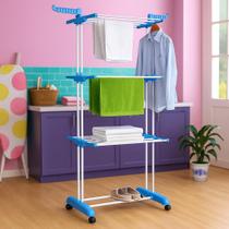 Varal de Chão Dobrável 3 Andares Megavaral Aço Inox, Extensível, 24 Varetas, 1,80m, Compacto e Resistente