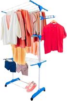 Varal de Chão Dobrável com Rodinhas 3 Andares Reforçados Retráteis Suporta 30kg, Varal Portátil Compacto para Apartame