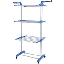 Varal de Chão Dobrável de Metal com Rodinhas Prático e Resistente.