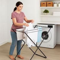 Varal De Chão Em Aço Napoles Dobrável Compacto Doméstico Aparta Varal De Chão Em Aço Napoles Dobrável Compacto Doméstico Aparta