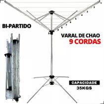 Varal De Chão Giratório 100% Em Alumínio 9 Cordas Reforçado