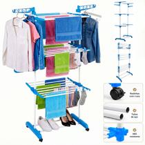 Varal De Chão Grande 3 andares Secar Roupas Estendal Dobrável Apartamento Pequeno Cabideiro 170cm Varal De Chão Grande 3 andares Secar Roupas Estendal Dobrável Apartamento Pequeno Cabideiro 170cm
