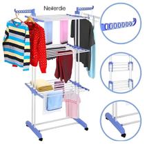 Varal de Chão Grande Roupas 3 Andares com Rodinhas