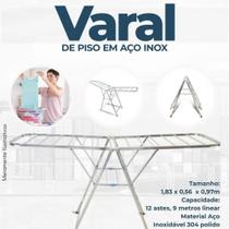 Varal de Chão Inox 1,83x56x97 + Varal Roupa Intima Inox - PERX