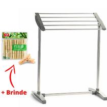 Varal De Chão Inox Reforçado Portátil Dobrável Prático 5kg