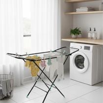 Varal De Chão Pé Redondo Abas Portátil Não Enferruja Slim cor preto Varal De Chão Pé Redondo Abas Portátil Não Enferruja Slim cor preto