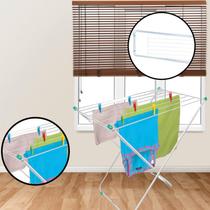 Varal De Chão Portátil Vertical Recolhível Roupa Leve E Compacto Pequenos Espaços Toalhas Prático Sem Abas Reforçado