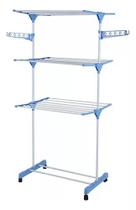 Varal De Chão Pra Roupa Inox 3 Três Andares Retrátil Cor Azul Varal De Chão Pra Roupa Inox 3 Três Andares Retrátil Cor Azul