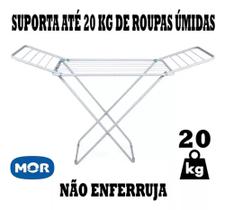 Varal De Chão Reforçado Com Abas Dobrável Retrátil Aço Forte Mor