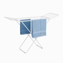 Varal de Chão Retrátil com Abas Dobrável Aço Branco Compacto Resistente 12kg