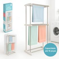 Varal de Chão Roupas Dobrável 2 Andares Reforçados Retrátil Suporta Até 20 Kg Compacto Leve