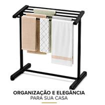 Varal de Chão Toalheiro 5 Barras Aço Inoxidável Portátil Preto Yeet