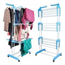 Varal De Chão Torre 3 Andares Roupas Dobrável Portátil Vertical Compacto Retratíl