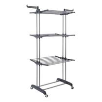 Varal de Chão Vertical 3 Andares Dobrável Inox 48kg com Rodinhas Varal de Chão Vertical 3 Andares Dobrável Inox 48kg com Rodinhas