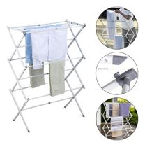 Varal De Chão Vertical Retrátil Dobrável Compacto Portátil Branco 10Kg Powermaid